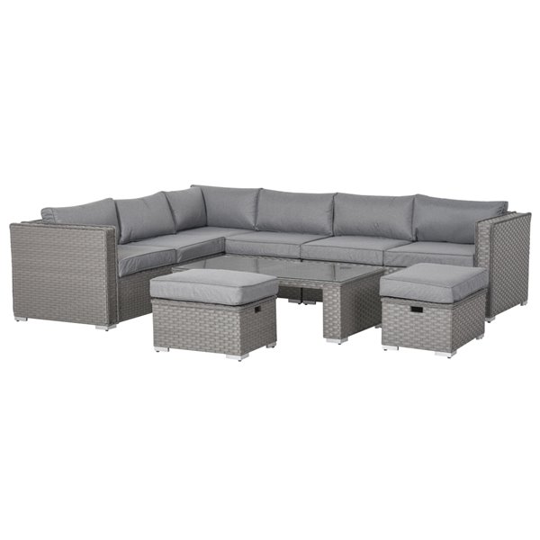 outsunny 5 seater rattan sofa set