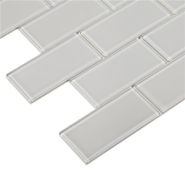 Tuile murale en verre lustré Shiraz de Speedtiles, 12 po x 12 po, gris pâle, paquet de 6