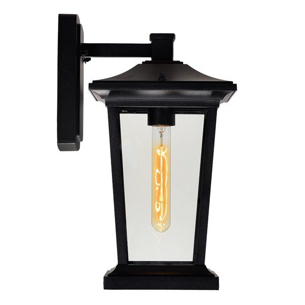 CWI Lighting Leawood 15-in H Black Hardwired Medium Base (E-26) Outdoor Wall Light