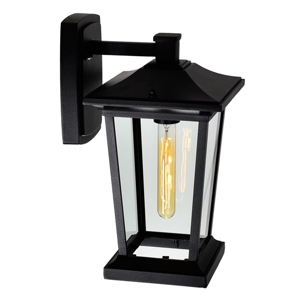 CWI Lighting Leawood 15-in H Black Hardwired Medium Base (E-26) Outdoor Wall Light