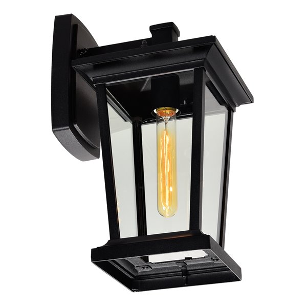 CWI Lighting Leawood 15-in H Black Hardwired Medium Base (E-26) Outdoor Wall Light