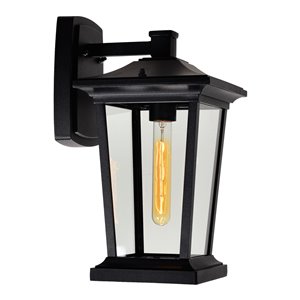 CWI Lighting Leawood 15-in H Black Hardwired Medium Base (E-26) Outdoor Wall Light