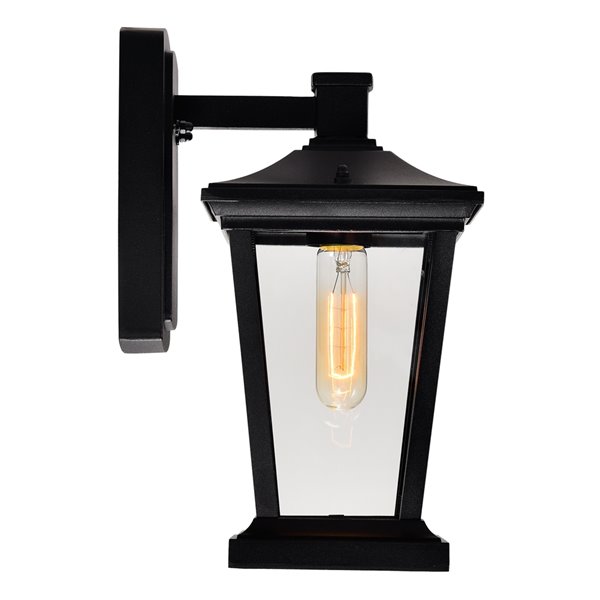 CWI Lighting Leawood 12.4-in H Black Hardwired Medium Base (E-26) Outdoor Wall Light