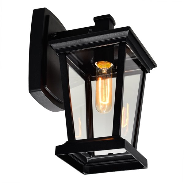 CWI Lighting Leawood 12.4-in H Black Hardwired Medium Base (E-26) Outdoor Wall Light