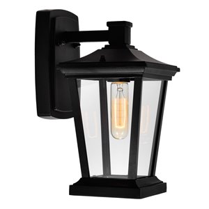 CWI Lighting Leawood 12.4-in H Black Hardwired Medium Base (E-26) Outdoor Wall Light