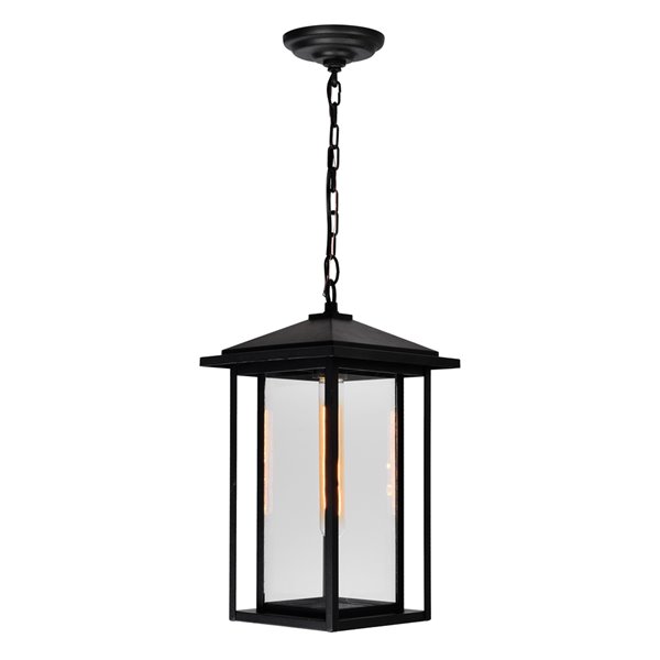 CWI Lighting Crawford Black Farmhouse Clear Glass Lantern Led Mini Pendant Light