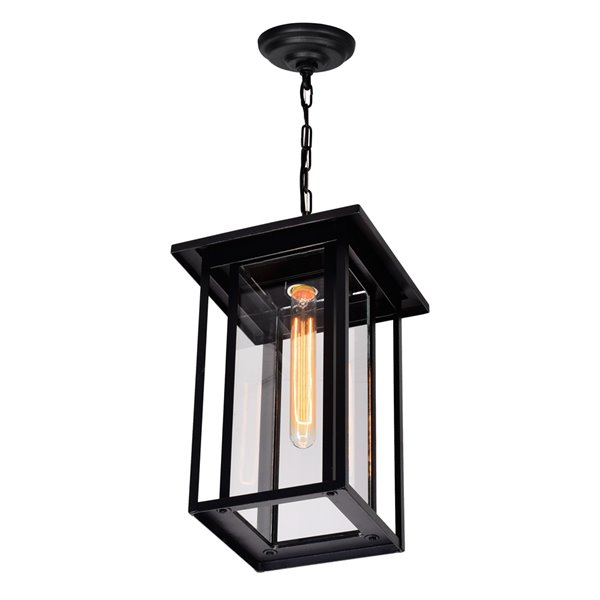 CWI Lighting Crawford Black Farmhouse Clear Glass Lantern Led Mini Pendant Light