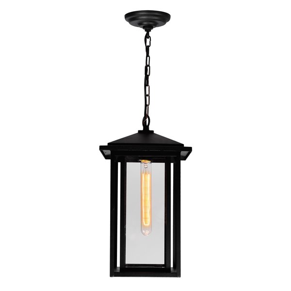 CWI Lighting Crawford Black Farmhouse Clear Glass Lantern Led Mini Pendant Light