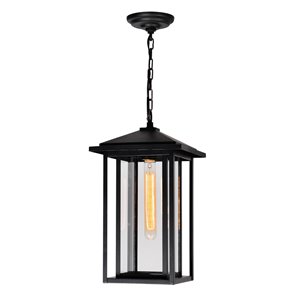 CWI Lighting Crawford Black Farmhouse Clear Glass Lantern Led Mini Pendant Light