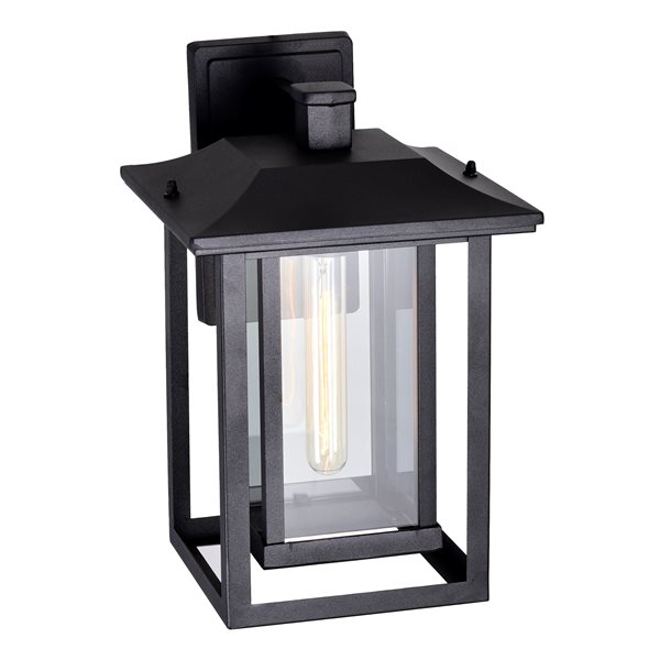 CWI Lighting Winfield 13.8-in H Black Hardwired Medium Base (E-26) Outdoor Wall Light