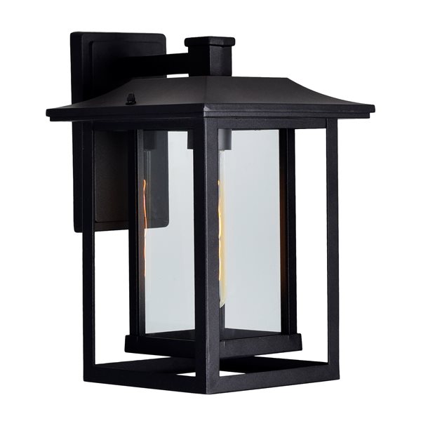 CWI Lighting Winfield 13.8-in H Black Hardwired Medium Base (E-26) Outdoor Wall Light