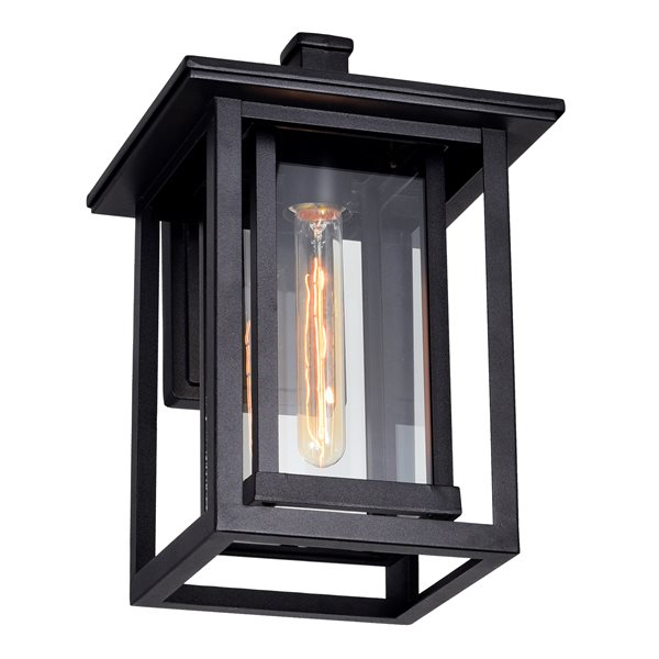 CWI Lighting Winfield 13.8-in H Black Hardwired Medium Base (E-26) Outdoor Wall Light