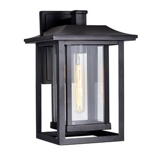 CWI Lighting Winfield 13.8-in H Black Hardwired Medium Base (E-26) Outdoor Wall Light