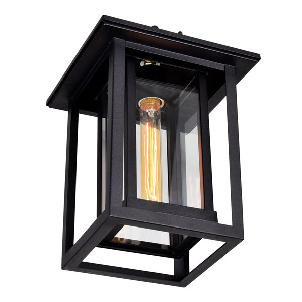 CWI Lighting Winfield Black Farmhouse Clear Glass Lantern Led Mini Pendant Light