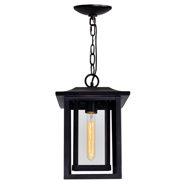 CWI Lighting Winfield Black Farmhouse Clear Glass Lantern Led Mini Pendant Light