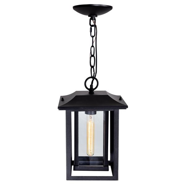 CWI Lighting Winfield Black Farmhouse Clear Glass Lantern Led Mini Pendant Light