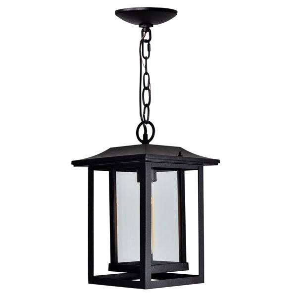 CWI Lighting Winfield Black Farmhouse Clear Glass Lantern Led Mini Pendant Light