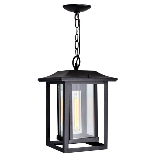 CWI Lighting Winfield Black Farmhouse Clear Glass Lantern Led Mini Pendant Light