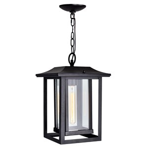 CWI Lighting Winfield Black Farmhouse Clear Glass Lantern Led Mini Pendant Light