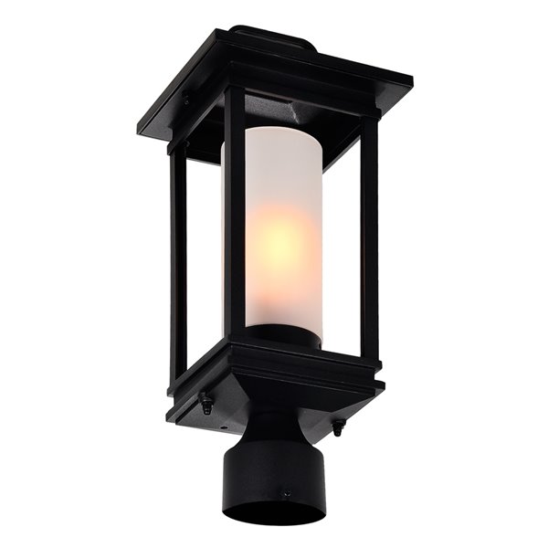 CWI Lighting Granville 60 Watts 15.5-in Black Farmhouse Pier Mount