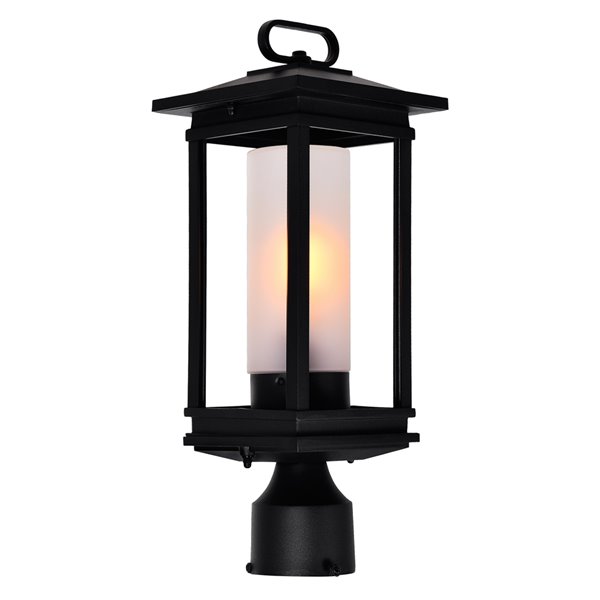 CWI Lighting Granville 60 Watts 15.5-in Black Farmhouse Pier Mount