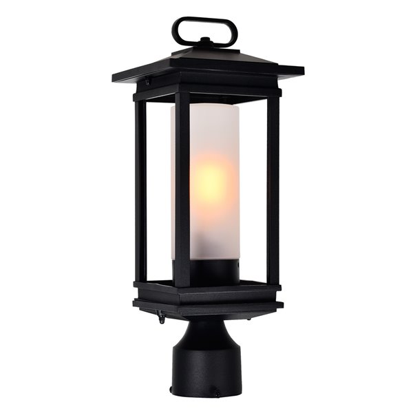 CWI Lighting Granville 60 Watts 15.5-in Black Farmhouse Pier Mount