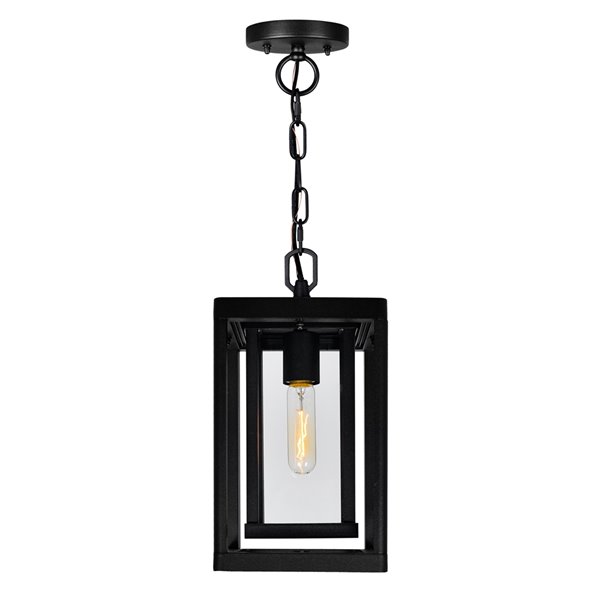 CWI Lighting Mulvane Black Farmhouse Clear Glass Lantern Led Mini Pendant Light