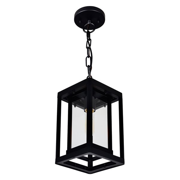 CWI Lighting Mulvane Black Farmhouse Clear Glass Lantern Led Mini Pendant Light