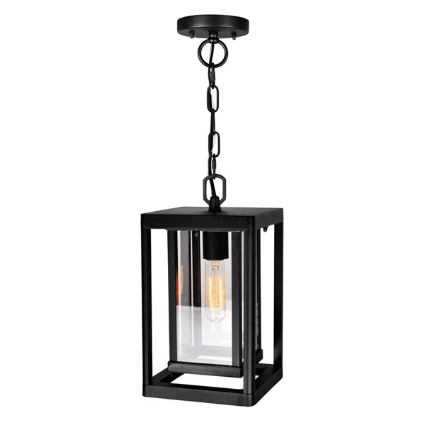 CWI Lighting Mulvane Black Farmhouse Clear Glass Lantern Led Mini Pendant Light