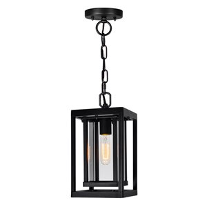 CWI Lighting Mulvane Black Farmhouse Clear Glass Lantern Led Mini Pendant Light