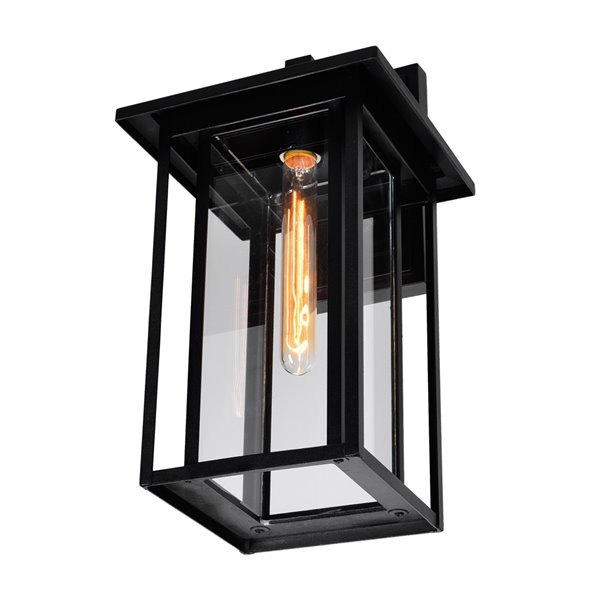 CWI Lighting Crawford 18.1-in H Black Hardwired Medium Base (E-26) Outdoor Wall Light