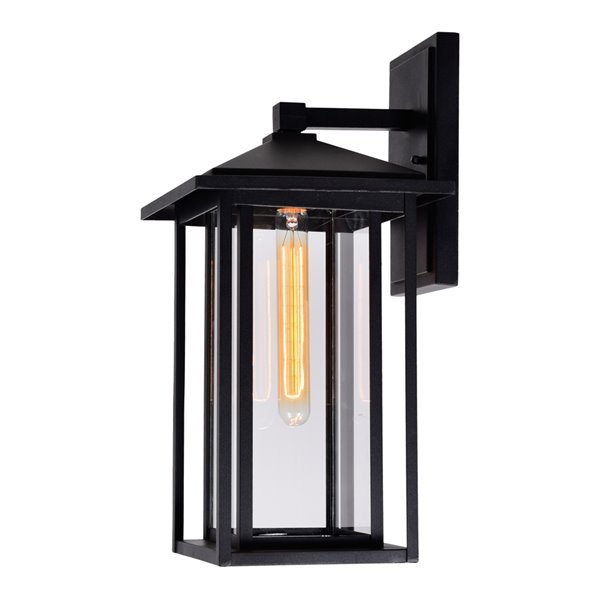 CWI Lighting Crawford 18.1-in H Black Hardwired Medium Base (E-26) Outdoor Wall Light