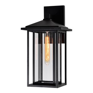 CWI Lighting Crawford 18.1-in H Black Hardwired Medium Base (E-26) Outdoor Wall Light