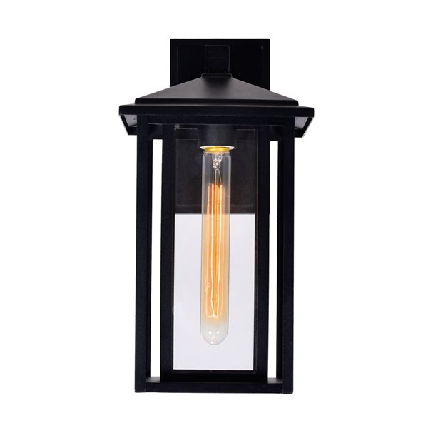 CWI Lighting Crawford 15-in H Black Hardwired Medium Base (E-26) Outdoor Wall Light