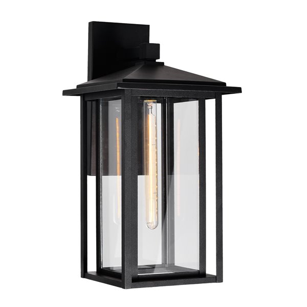 CWI Lighting Crawford 21.7-in H Black Hardwired Medium Base (E-26) Outdoor Wall Light