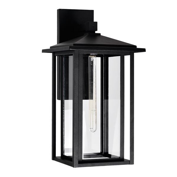 CWI Lighting Crawford 21.7-in H Black Hardwired Medium Base (E-26) Outdoor Wall Light