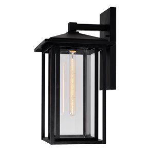 CWI Lighting Crawford 21.7-in H Black Hardwired Medium Base (E-26) Outdoor Wall Light