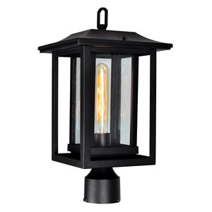 CWI Lighting Winfield 60 Watts 16.9-in Black Farmhouse Pier Mount