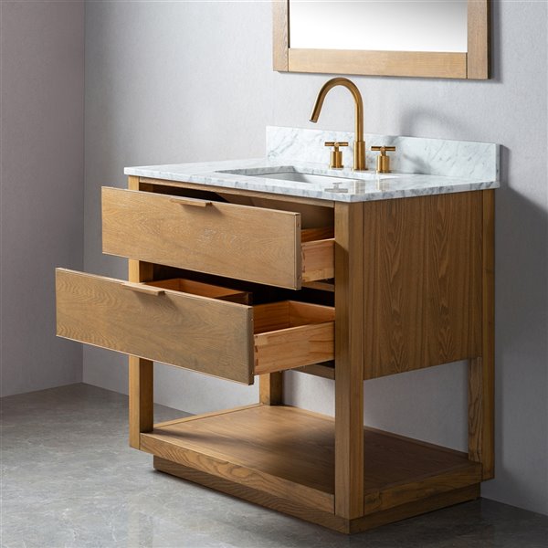 Light Oak Single Sink Bathroom Vanity, Bathroom Vanity Marble Top