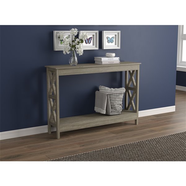 Safdie & Co. MDF Dark Taupe Farmhouse Console Table | RONA