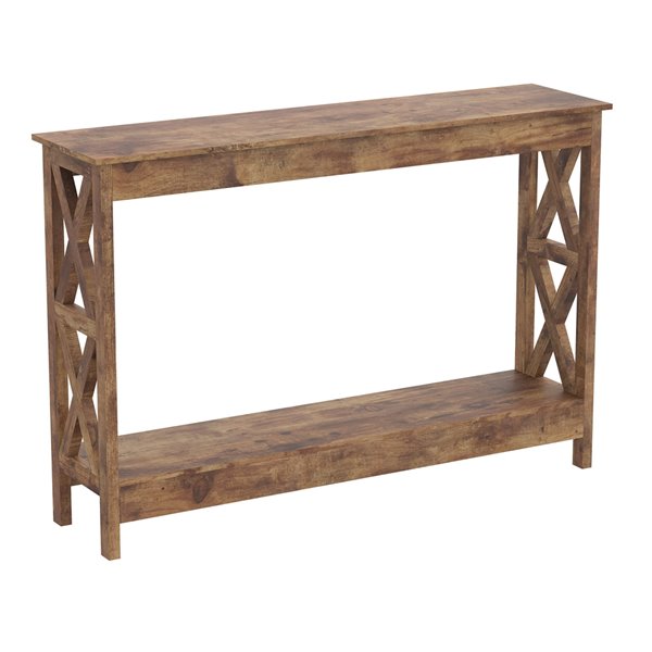 Safdie & Co. Brown MDF Farmhouse Console Table