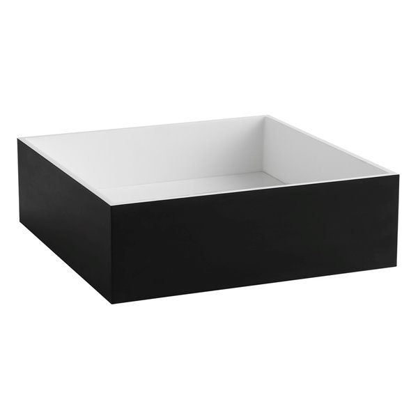 ALFI brand Black and White Resin Vessel Square Bathroom Sink with Drain (15.13-in x 15.13-in)