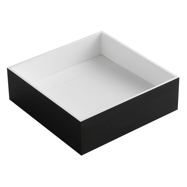 ALFI brand Black and White Resin Vessel Square Bathroom Sink with Drain (15.13-in x 15.13-in)