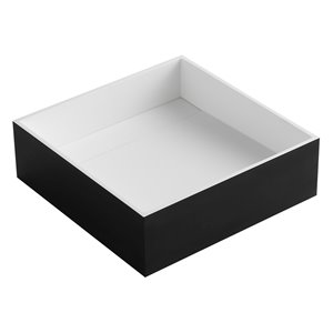 ALFI brand Black and White Resin Vessel Square Bathroom Sink with Drain (15.13-in x 15.13-in)