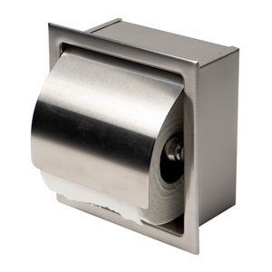ALFI brand Grey Brushed Stainless Steel Recessed Spring-Loaded Toilet Paper Holder