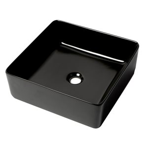 Alfi Brand Black Matte Porcelain Vessel Square Bathroom Sink (15.13-in x 15.13-in)