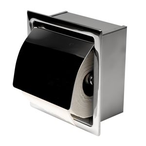 ALFI brand Grey Polished Stainless Steel Recessed Spring-Loaded Toilet Paper Holder