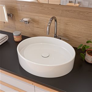 Alfi Brand White Porcelain Vessel Oval Bathroom Sink (21.63-in x 17.5-in)