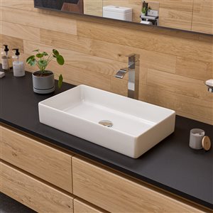 ALFI brand White Porcelain Vessel Rectangular Bathroom Sink (24-in x 13.63-in)