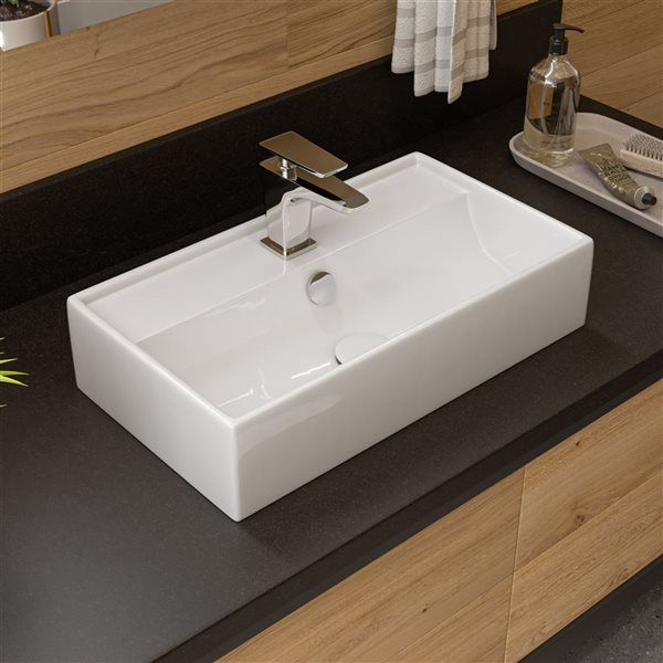 ALFI brand White Porcelain Wall-Mount Rectangular Bathroom Sink with Overflow Drain (21.38-in x 12.25-in)